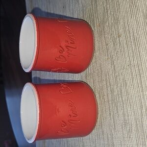 La Fermiere Ceramic Glazed Red " Be Mine"Reuseable Jars Qty 2